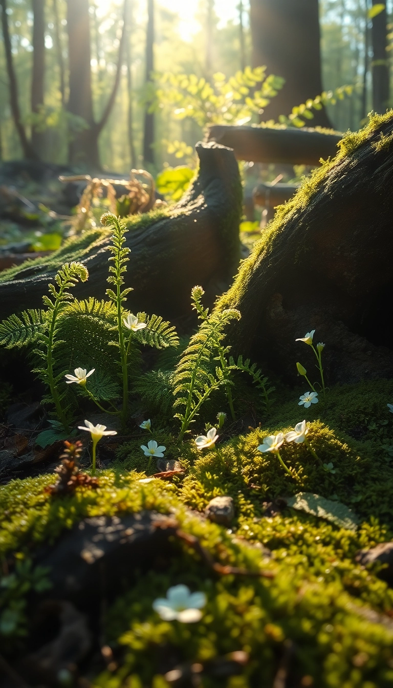 HD iPhone AI Spring Forest Floor Masterful Wallpaper Stock Photo